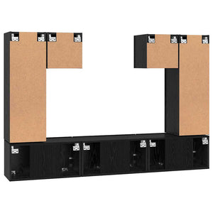 TV-Schrank Set 7-teilig Schwarz Eichenoptik