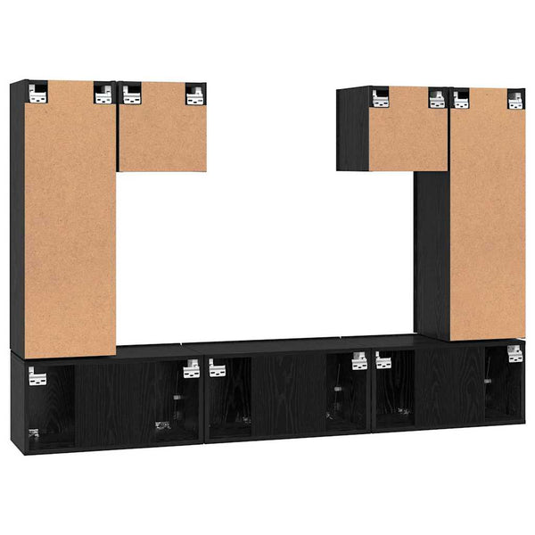 TV-Schrank Set 7-teilig Schwarz Eichenoptik