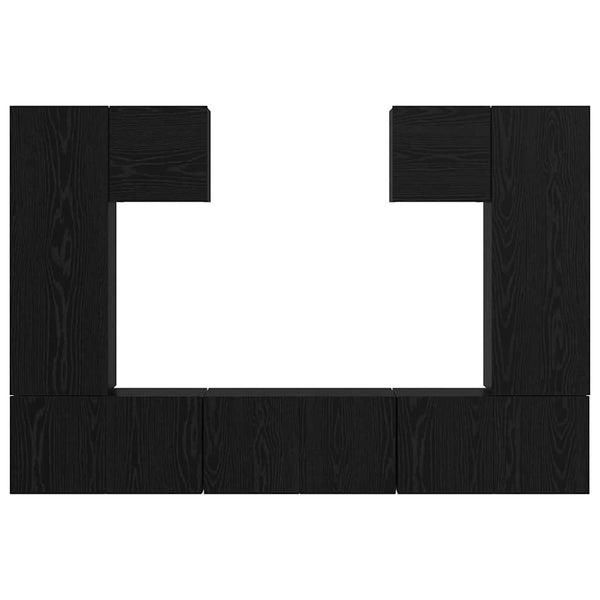 TV-Schrank Set 7-teilig Schwarz Eichenoptik