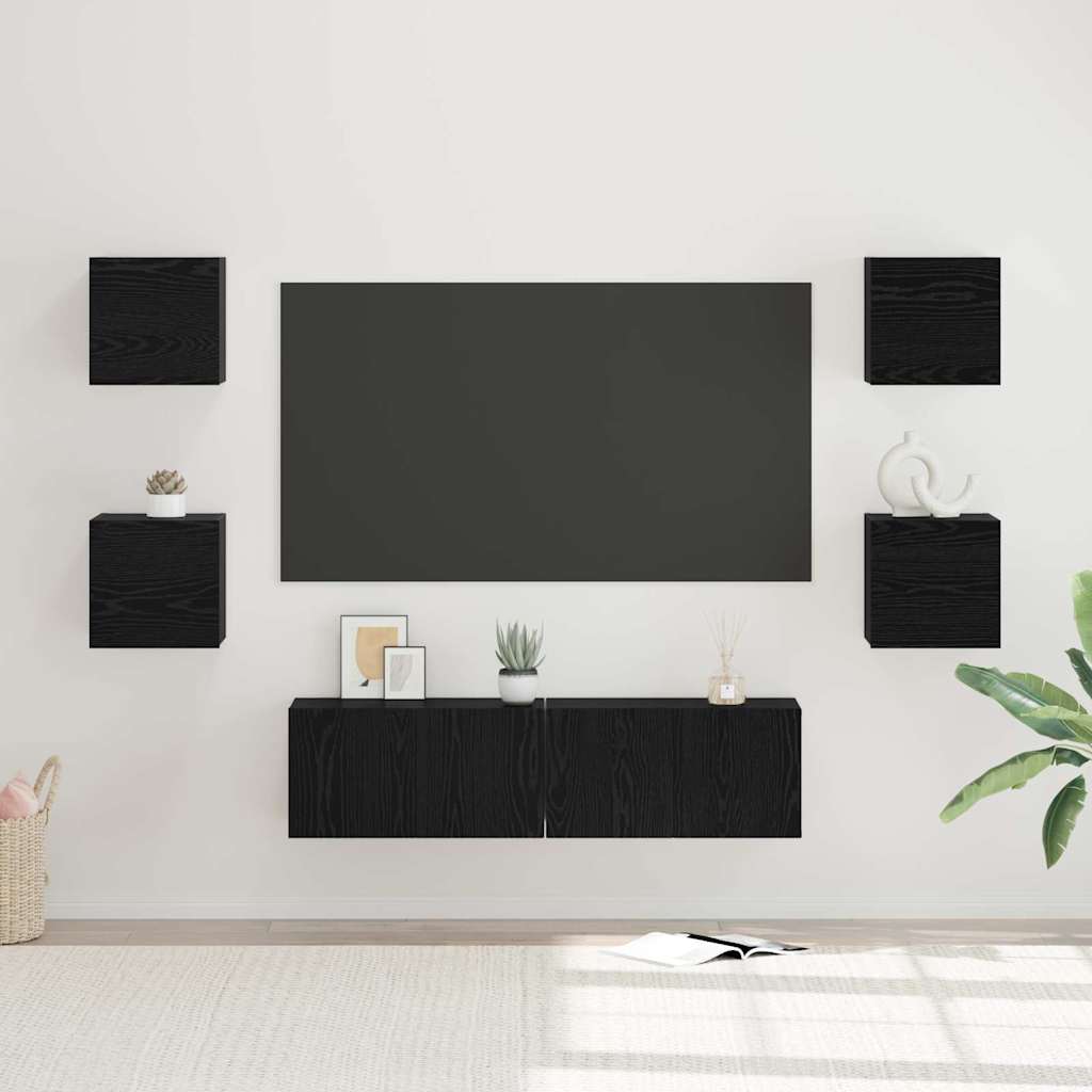 TV-Schrankset 6-teilig Schwarz Eichenoptik