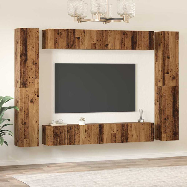 TV-Schrank Set Wandmontiert Altholz 10-teilig