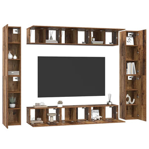 TV-Schrank Set Wandmontiert Altholz 10-teilig