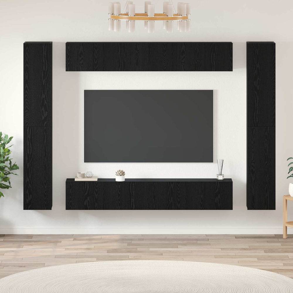 vidaXL Ensemble de meubles TV 10 pcs Noir aspect chêne Aggloméré