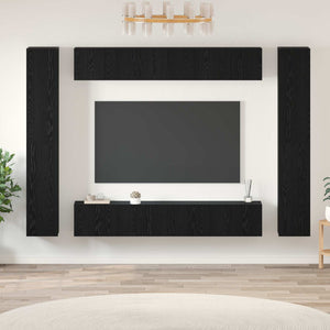 TV-Schrankset Schwarz Eichen-Optik 10-teilig