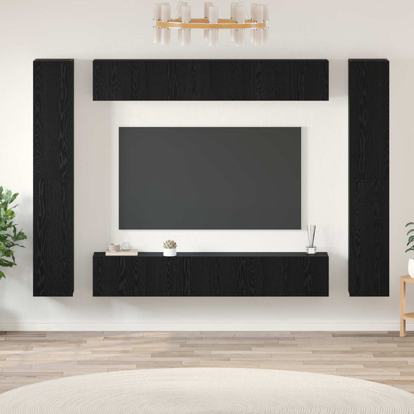 TV-Schrankset Schwarz Eichen-Optik 10-teilig