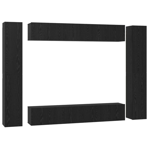 TV-Schrankset Schwarz Eichen-Optik 10-teilig