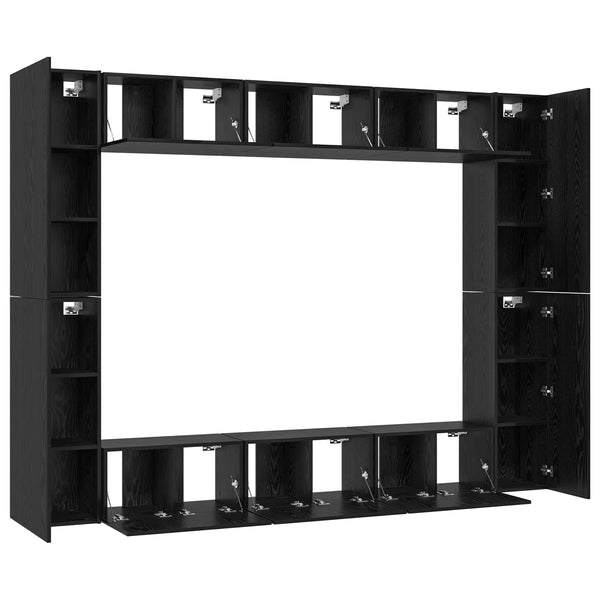TV-Schrankset Schwarz Eichen-Optik 10-teilig