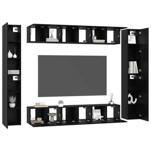 TV-Schrankset Schwarz Eichen-Optik 10-teilig
