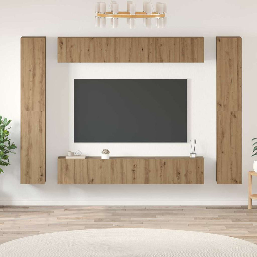 vidaXL Meuble TV mural 10 pcs Chêne Artisanal Bois d'ingénierie