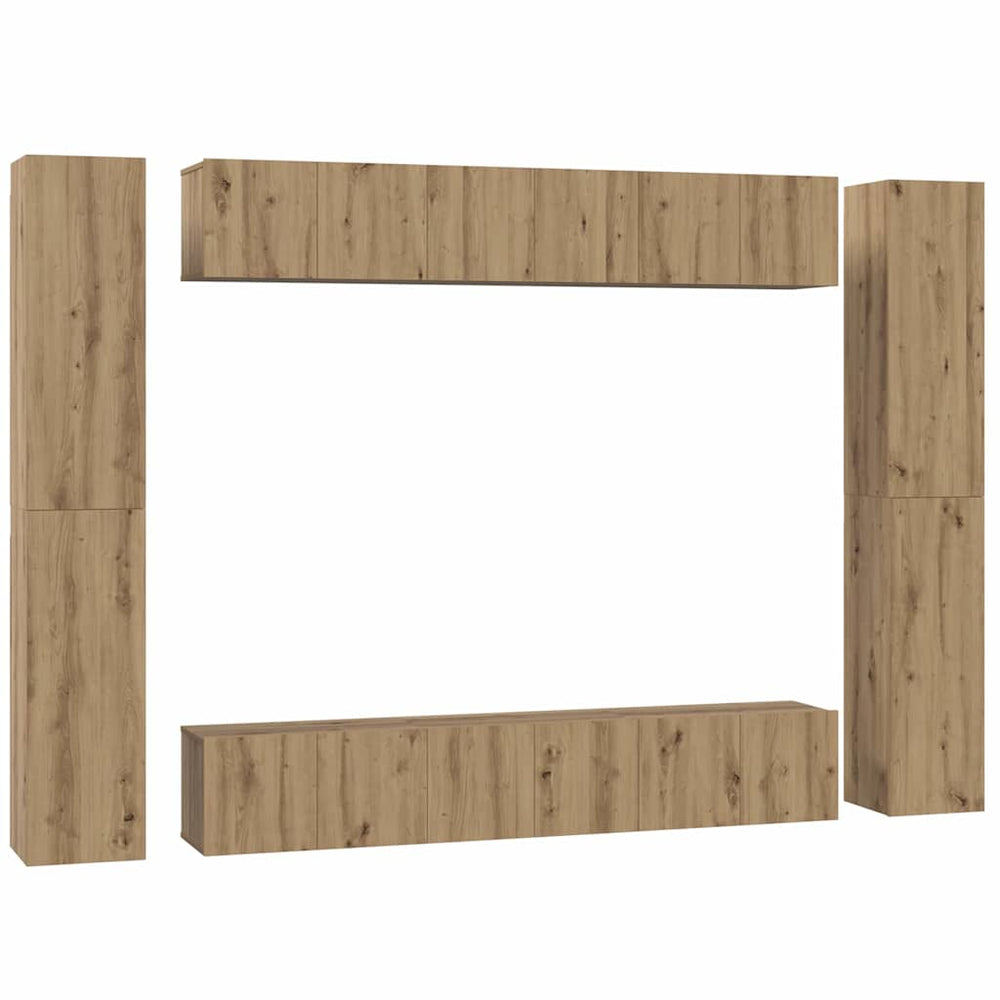 vidaXL Meuble TV mural 10 pcs Chêne Artisanal Bois d'ingénierie