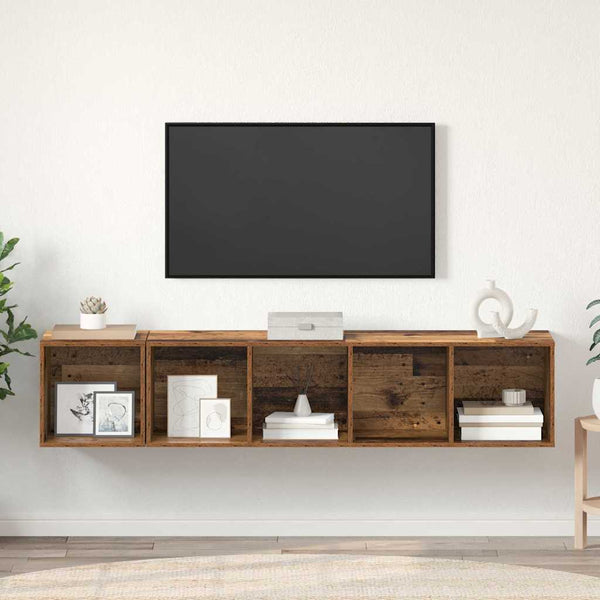 Wandmontiertes TV-Schrank Set Altholz