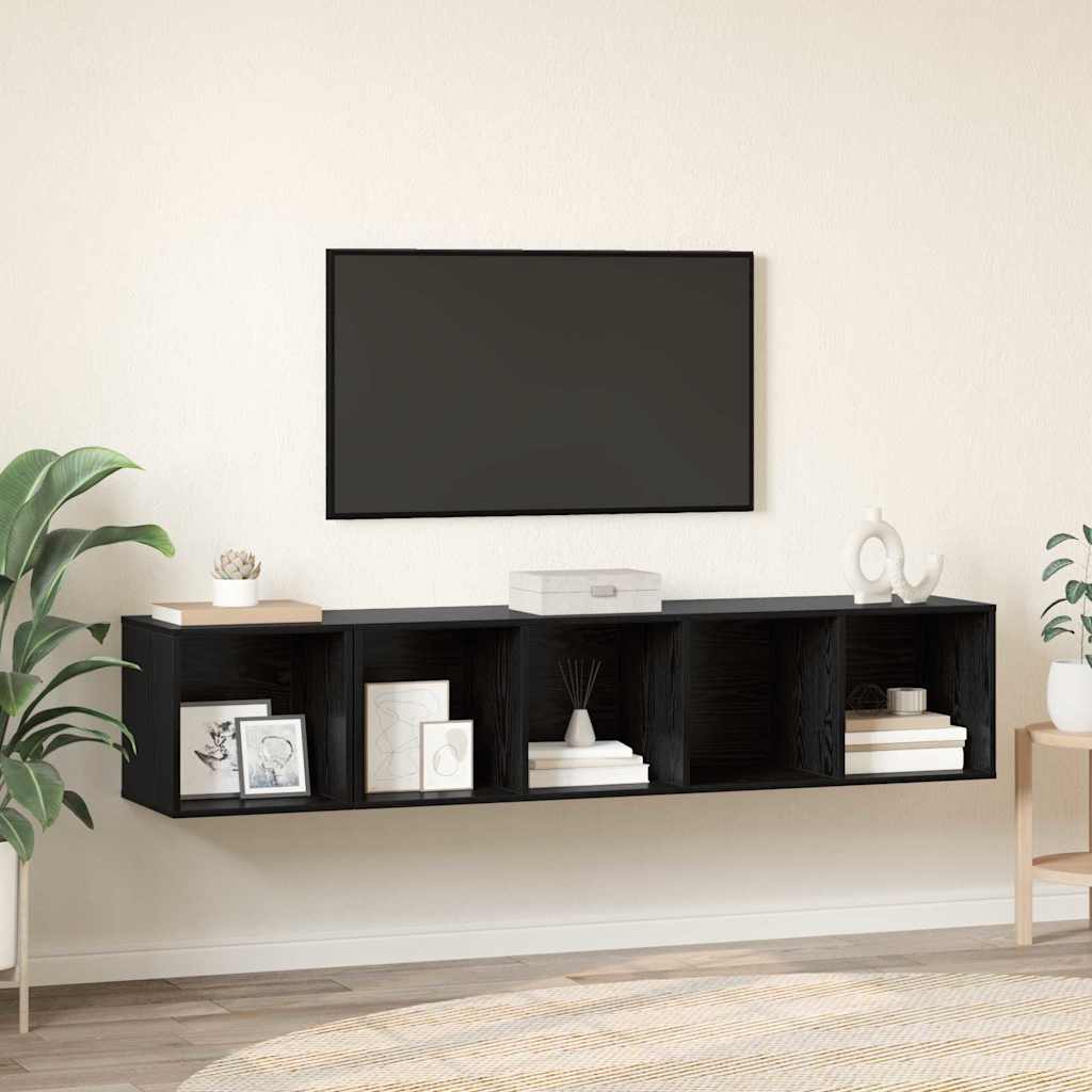 TV-Schrank Set Schwarz Eichen-Optik