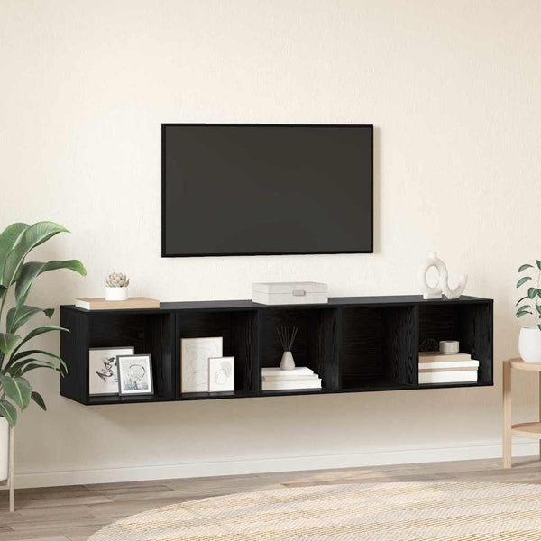 TV-Schrank Set Schwarz Eichen-Optik