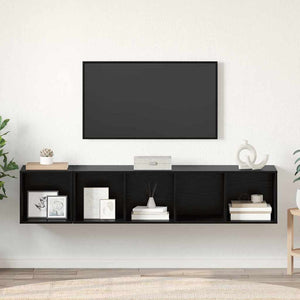 TV-Schrank Set Schwarz Eichen-Optik
