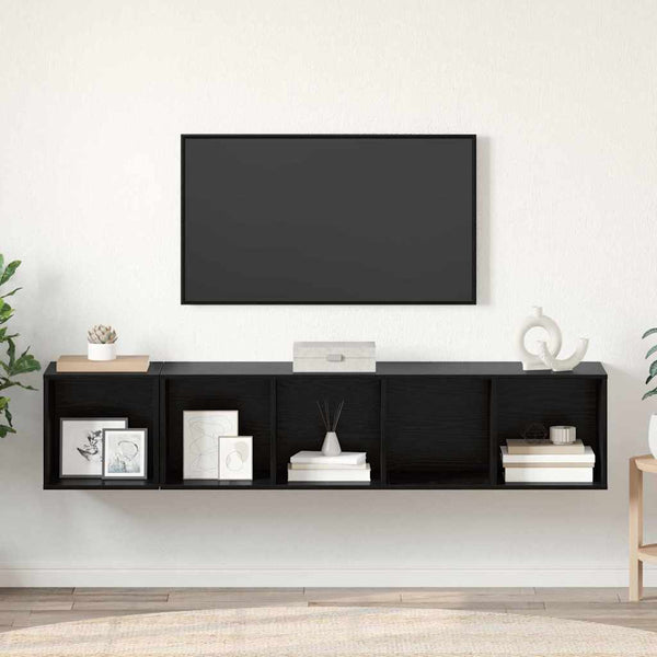 TV-Schrank Set Schwarz Eichen-Optik
