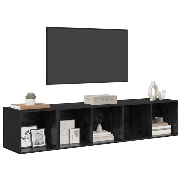 TV-Schrank Set Schwarz Eichen-Optik