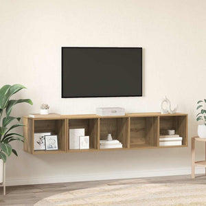 Wandmontiertes TV-Schrank-Set Eiche