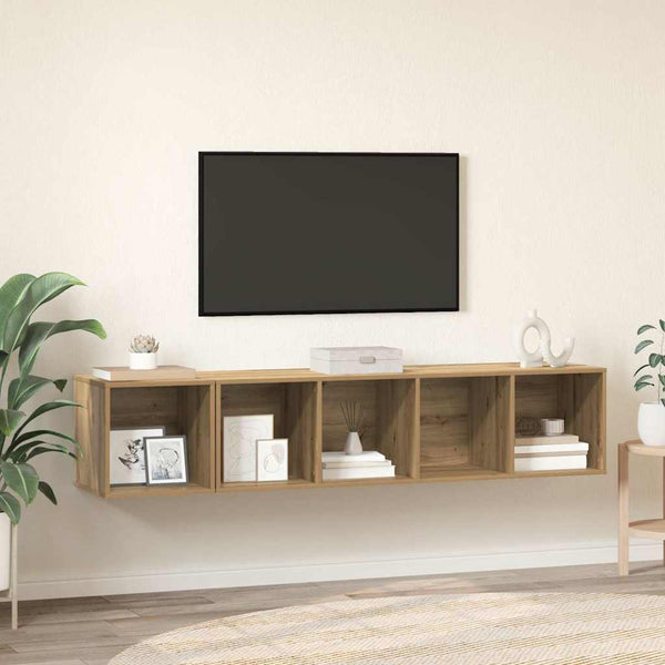 Wandmontiertes TV-Schrank-Set Eiche