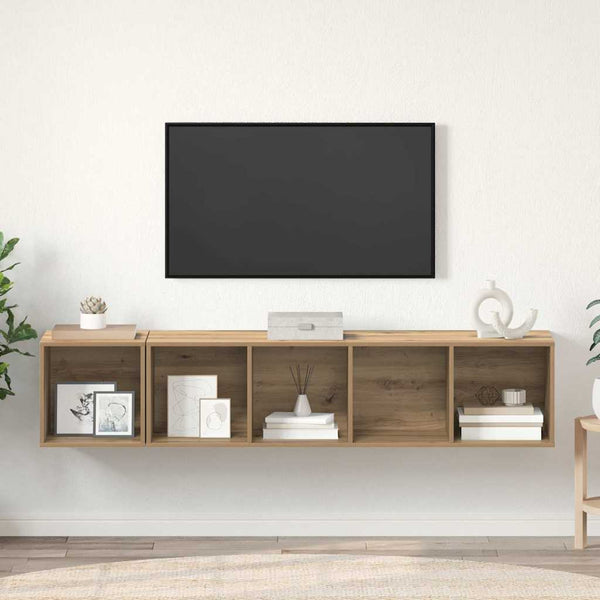 Wandmontiertes TV-Schrank-Set Eiche