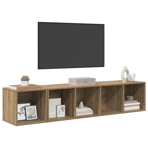 Wandmontiertes TV-Schrank-Set Eiche