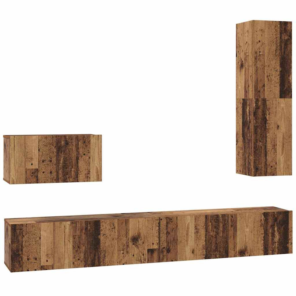 vidaXL Meuble TV mural 4 pcs, bois recyclé aggloméré