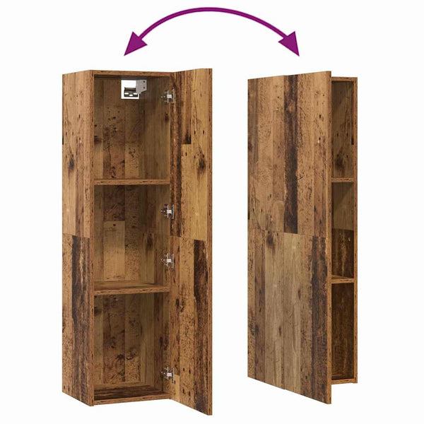 Wandmontierter TV-Schrank Altholz 4-teilig