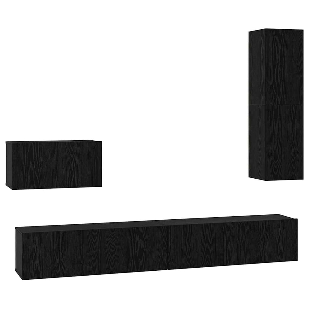 Wand-TV-Schrank Schwarz Eichen-Optik 4-teilig