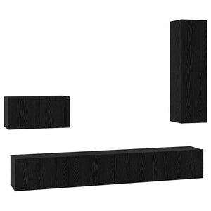 Wand-TV-Schrank Schwarz Eichen-Optik 4-teilig