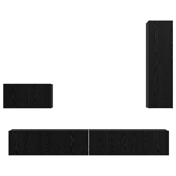 Wand-TV-Schrank Schwarz Eichen-Optik 4-teilig