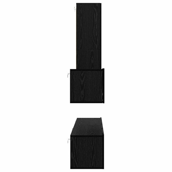 Wand-TV-Schrank Schwarz Eichen-Optik 4-teilig