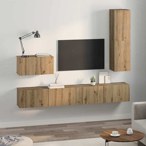 Wand TV-Schrank 4-teilig Artisan Eiche