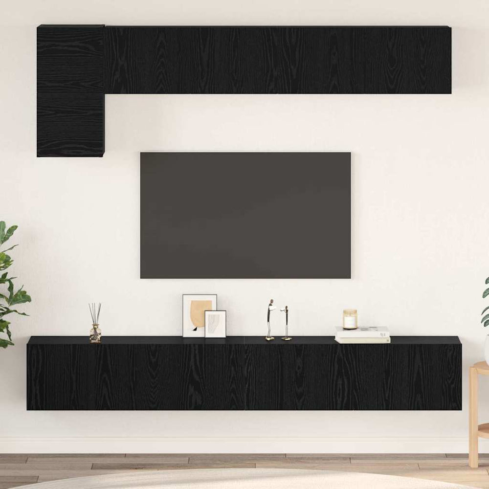 TV-Schrank Set 5-teilig Schwarz Eichenoptik