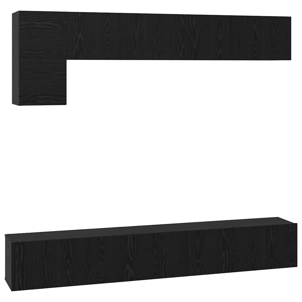 TV-Schrank Set 5-teilig Schwarz Eichenoptik