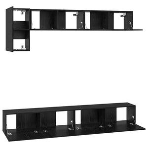 TV-Schrank Set 5-teilig Schwarz Eichenoptik