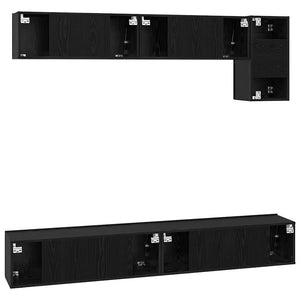 TV-Schrank Set 5-teilig Schwarz Eichenoptik