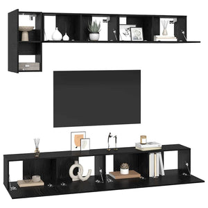 TV-Schrank Set 5-teilig Schwarz Eichenoptik
