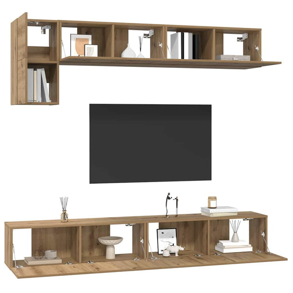 TV-Schrankset Wandmontiert Artisan-Eiche 5-tlg.