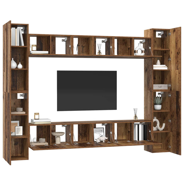 TV-Schrank Set Altholz, 10-teilig