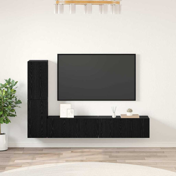 Wand TV-Schrank Schwarz Eiche Optik 2er-Set