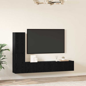 Wand TV-Schrank Schwarz Eiche Optik 2er-Set