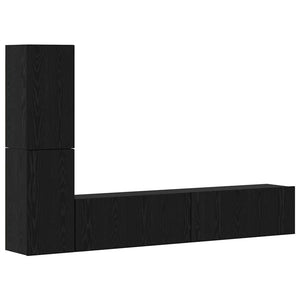 Wand TV-Schrank Schwarz Eiche Optik 2er-Set