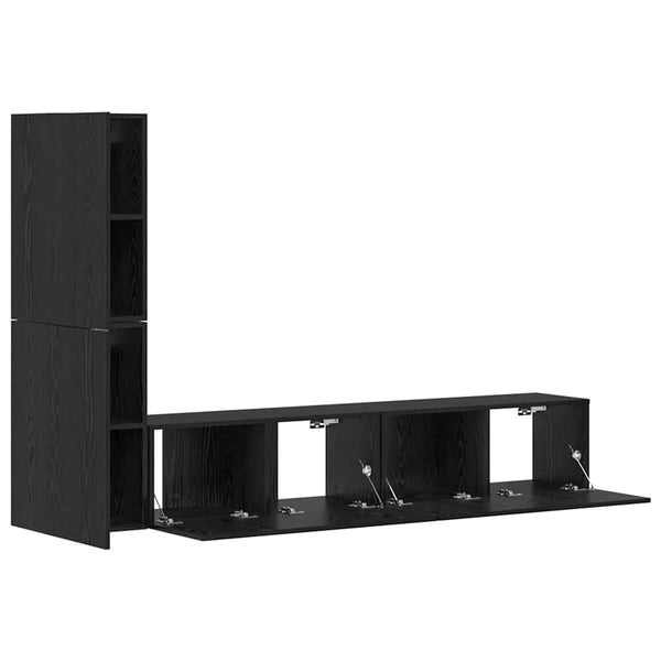 Wand TV-Schrank Schwarz Eiche Optik 2er-Set