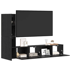Wand TV-Schrank Schwarz Eiche Optik 2er-Set