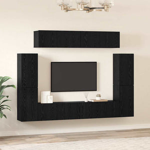 TV-Schrank Set 8-teilig Schwarz Eiche