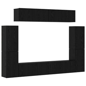 TV-Schrank Set 8-teilig Schwarz Eiche