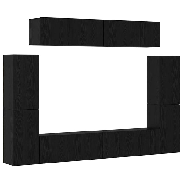TV-Schrank Set 8-teilig Schwarz Eiche