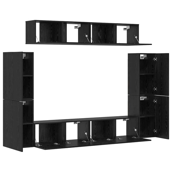 TV-Schrank Set 8-teilig Schwarz Eiche