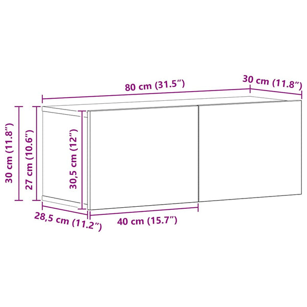 TV-Schrank Set 8-teilig Schwarz Eiche