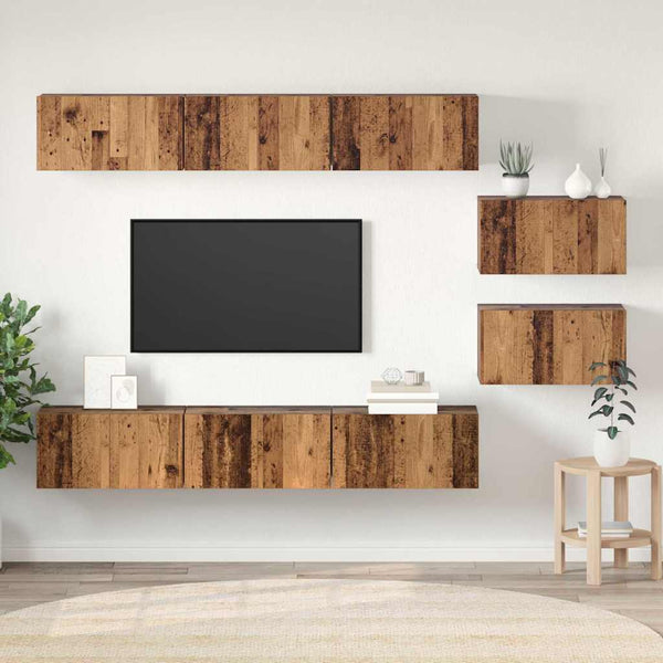 Wandmontiertes TV-Schrankset Altholz