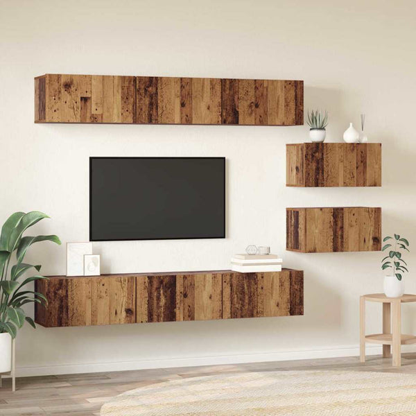 Wandmontiertes TV-Schrankset Altholz